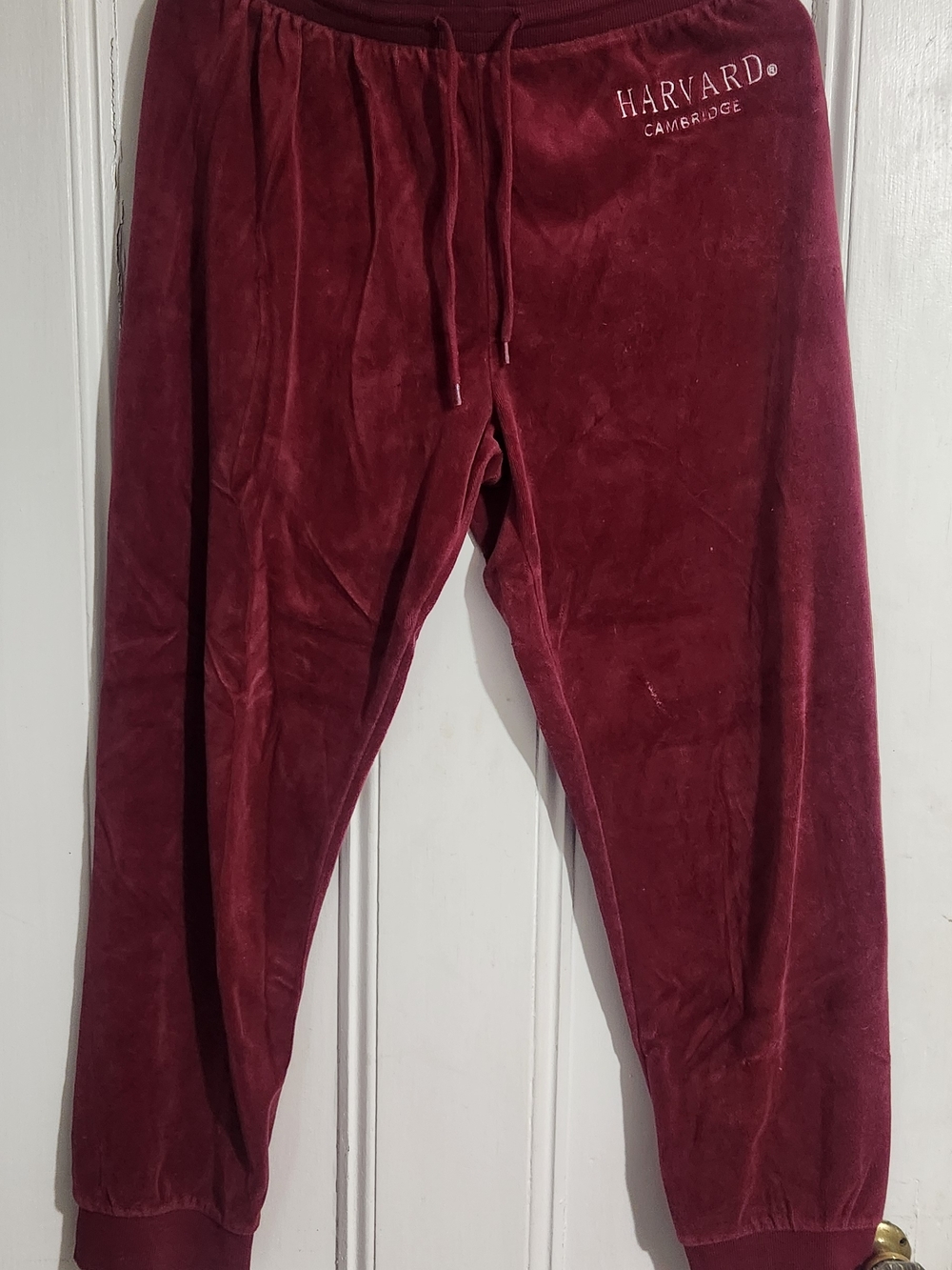 Vintage HARVARD Cambridge Maroon Velour Jogger Pants M/L